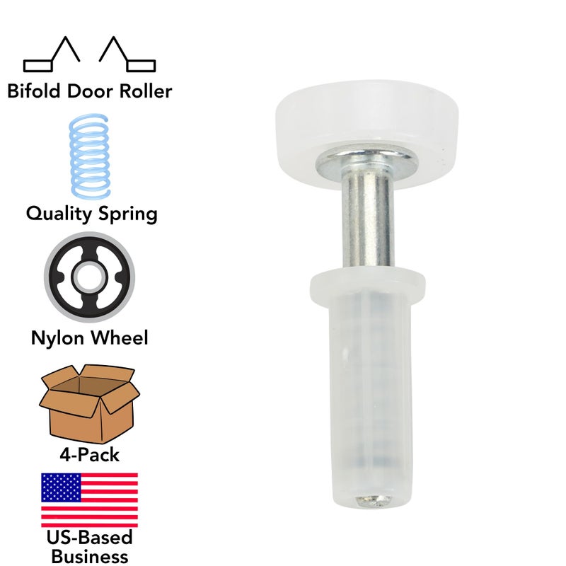 Harrier Hardware Spring-Loaded Bi-Fold Door Top Roller Guide Wheel, 4-Pack - Image 2